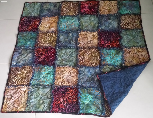 Raggy Quilt. 1.05m square Blue Mountains, Harvest, Beach Outback - Click Image to Close